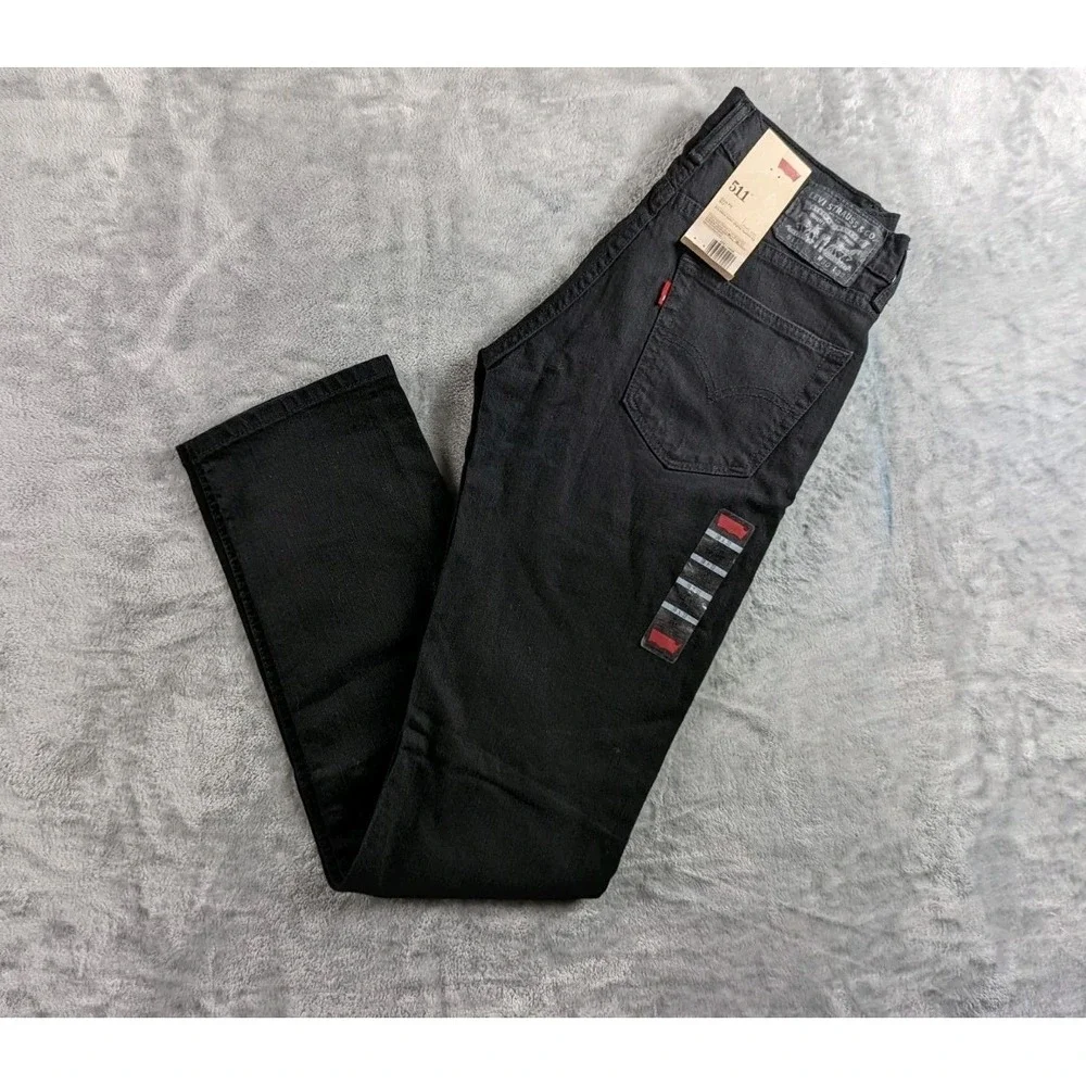 Levis 511 Jeans Mens 30x32 Black Slim Fit Tapered Stretch Denim Casual